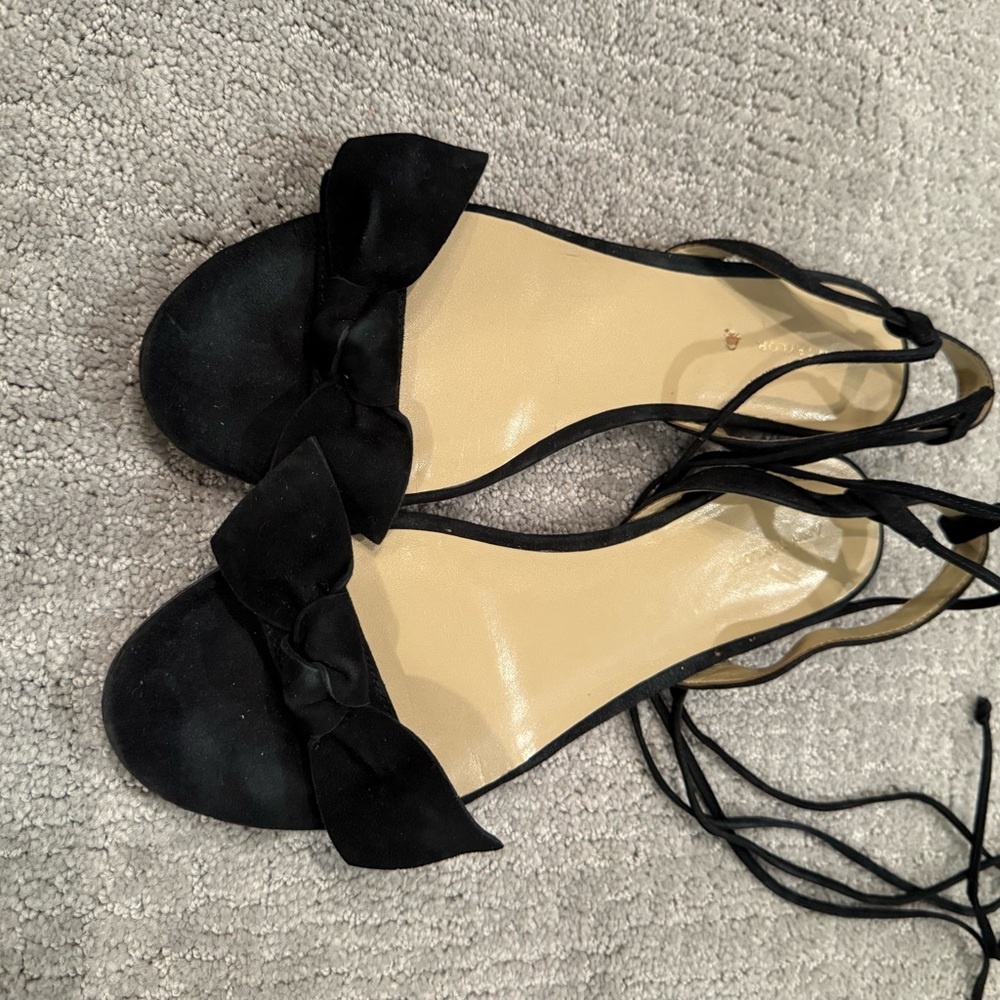 Ann Taylor Black Sandals with Bow Detail